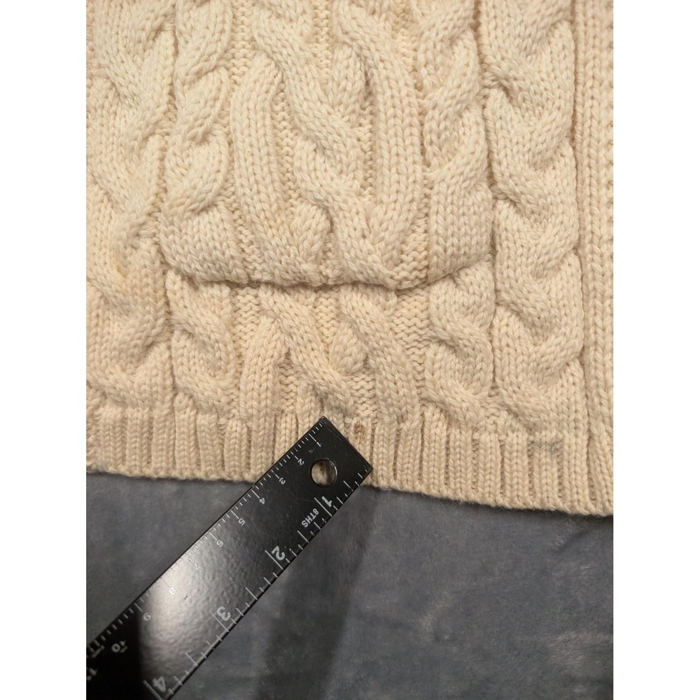 Blarney Aran Originals Sweater Cardigan Womens M White Wool Belted Cable Knit - Picture 6 of 9